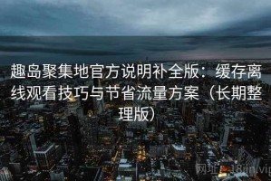 趣岛聚集地官方说明补全版：缓存离线观看技巧与节省流量方案（长期整理版）