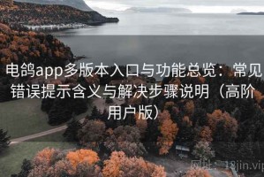 电鸽app多版本入口与功能总览：常见错误提示含义与解决步骤说明（高阶用户版）