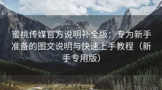 蜜桃传媒官方说明补全版：专为新手准备的图文说明与快速上手教程（新手专用版）