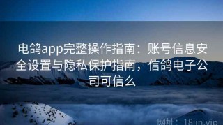 电鸽app完整操作指南：账号信息安全设置与隐私保护指南，信鸽电子公司可信么