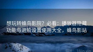 想玩转蜂鸟影院？必看：播放器隐藏功能与进阶设置使用大全，蜂鸟影站