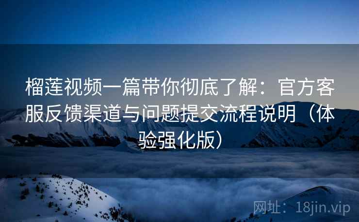 榴莲视频一篇带你彻底了解：官方客服反馈渠道与问题提交流程说明（体验强化版）